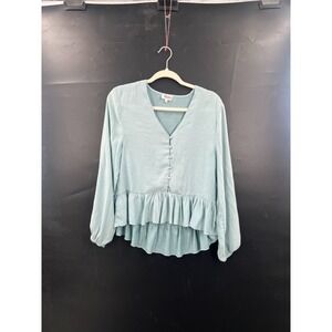 Glam las angeles top blue peplum Flowy Blouse fairycore ruffle boho feminine S
